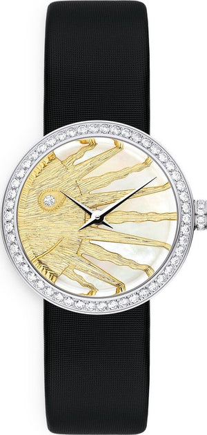 Dior La D De Dior Dior Rose Céleste Diamonds Mother of Pearl Dial Black Leather Strap Watch for Women - CD04711X1001 0000 Buy Now By Dior