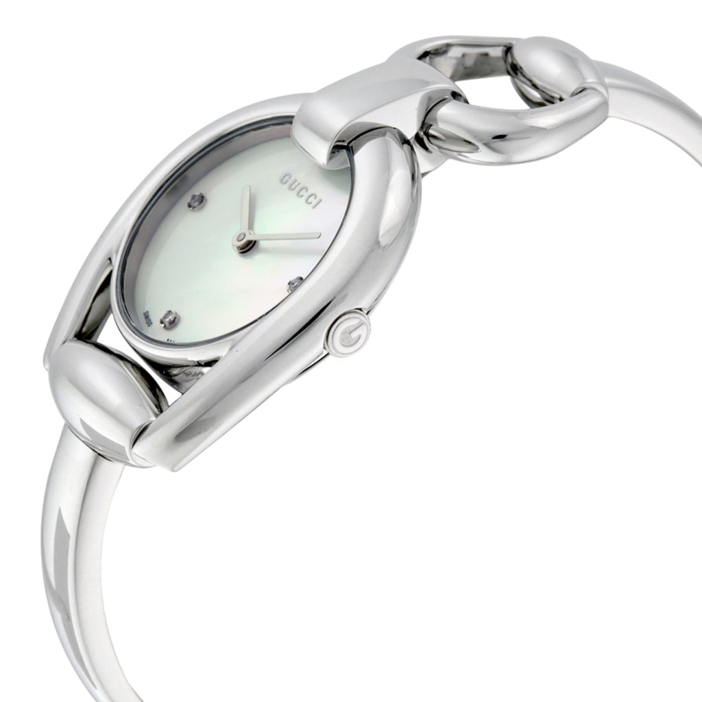 Gucci Horsebit Collection Diamonds Mother of Pearl Dial Silver Steel Strap Watch For Women - YA139506 Buy Now By Gucci