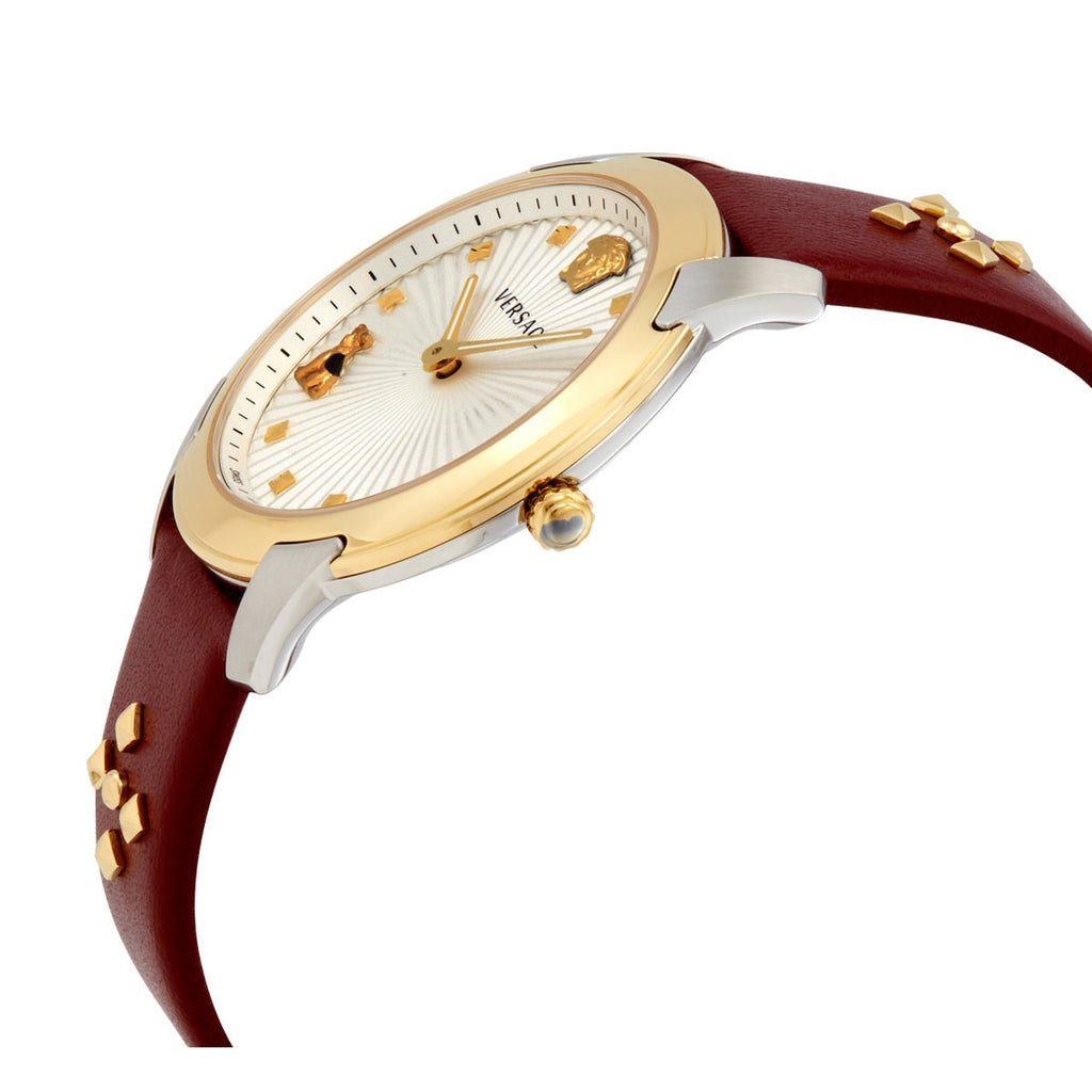 Versace Audrey Quartz Silver Dial Red Leather Strap Watch for Women - VELR00219 Buy Now By Versace