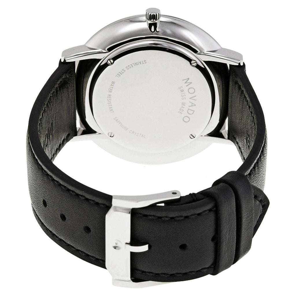 Movado Ultra Slim Black Dial Black Leather Strap Watch For Men - 0607086 Buy Now By Movado