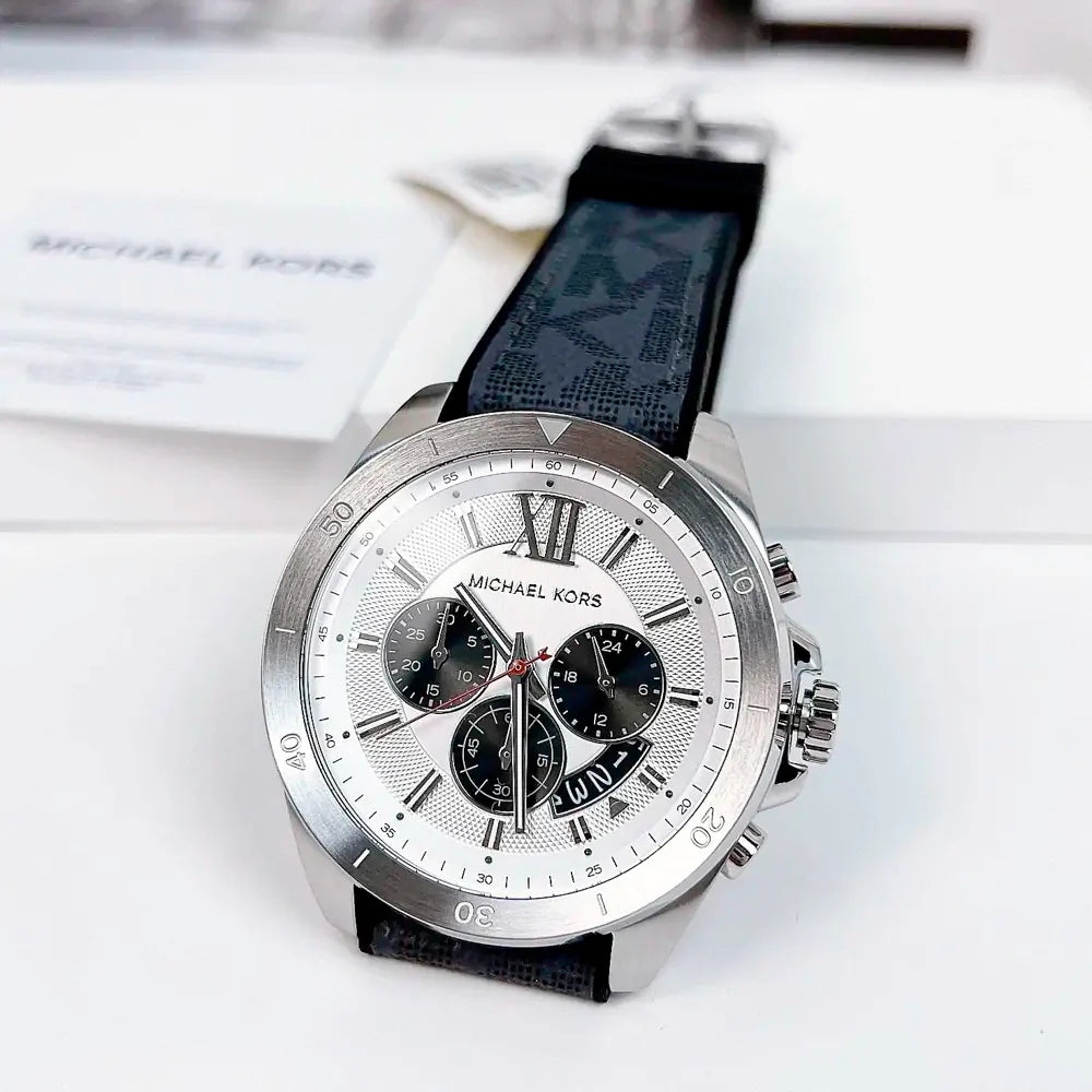 Michael Kors Brecken Chronograph Silver Dial Grey Leather Strap Watch For Men - MK8922 Buy Now By Michael Kors