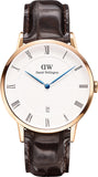 Daniel Wellington Dapper York White Dial Brown Leather Strap Watch For Men - DW00100085