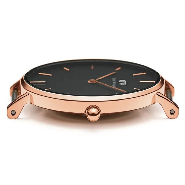 Daniel Wellington Classic Petite Dover Black Dial White NATO Strap Watch For Women - DW00100312 Buy Now By Daniel Wellington