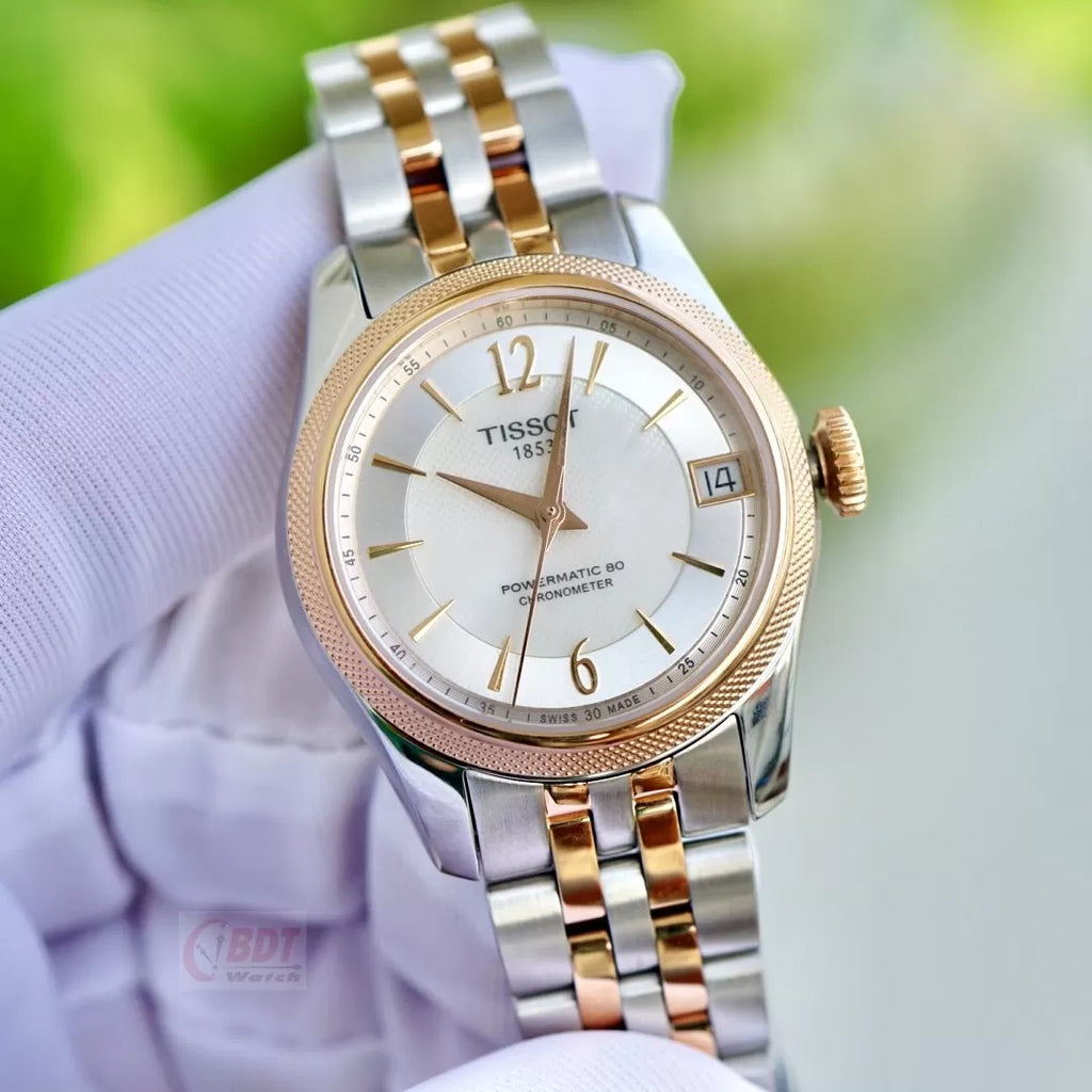 Tissot Ballade Powermatic 80 Cosc Mother of Pearl Dial Two Tone Steel Strap Watch For Women - T108.208.22.117.01 Buy Now By Tissot