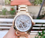 Bulova BVA Skeleton Silver Dial Gold Steel Strap Watch for Men - 97A108 Buy Now By Bulova