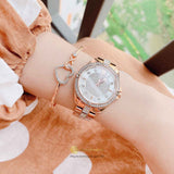 Bulova Crystal Collection Silver Dial Rose Gold Steel Strap Watch for Women - 98L229 Buy Now By Bulova