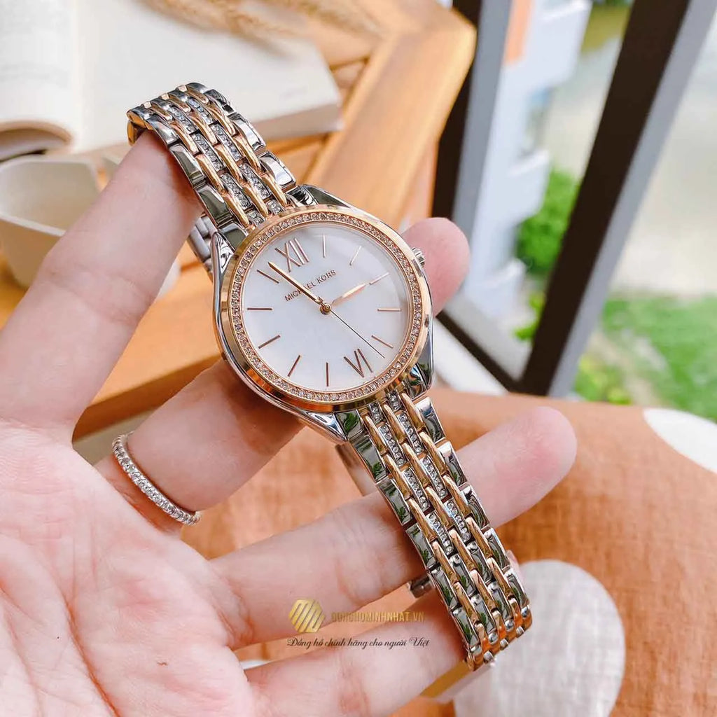 Michael Kors Mindy Three Hand White Dial Two Tone Steel Strap Watch For Women - MK7077 Buy Now By Michael Kors