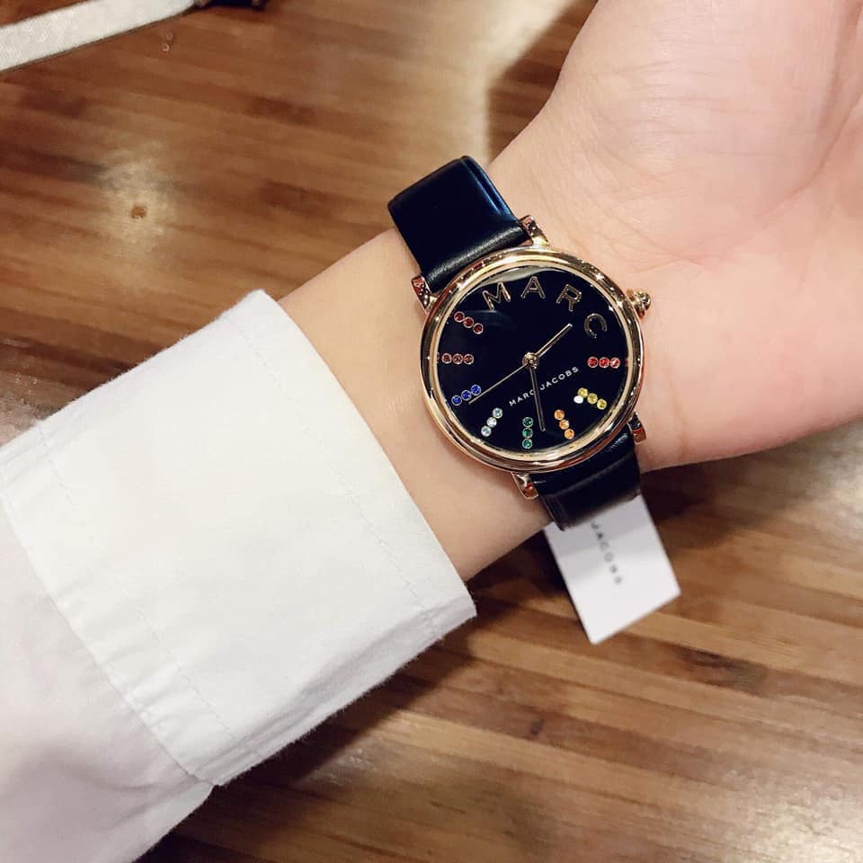 Marc Jacobs Roxy Black Dial Black Leather Strap Watch for Women - MJ1592 Buy Now By Marc Jacobs