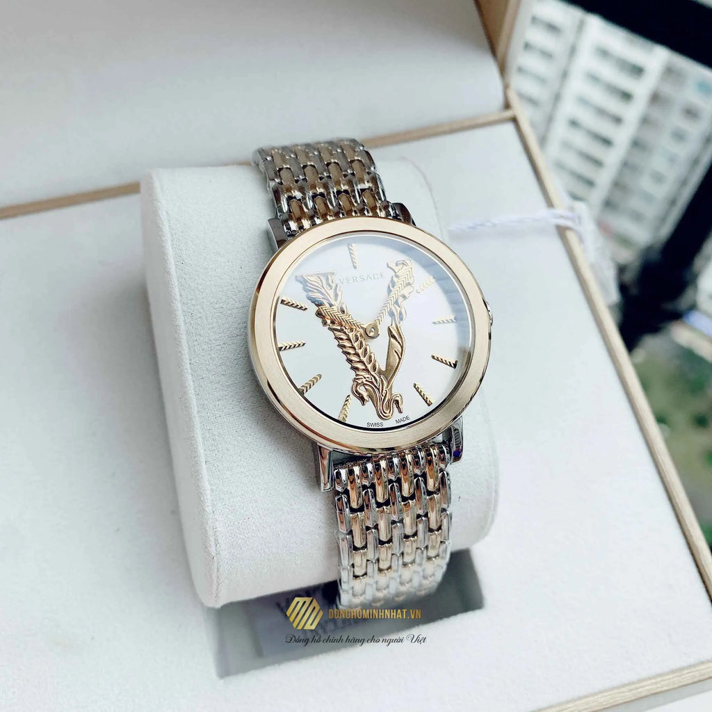 Versace Virtus Quartz White Dial Two Tone Steel Strap Watch for Women - VEHC00719 Buy Now By Versace