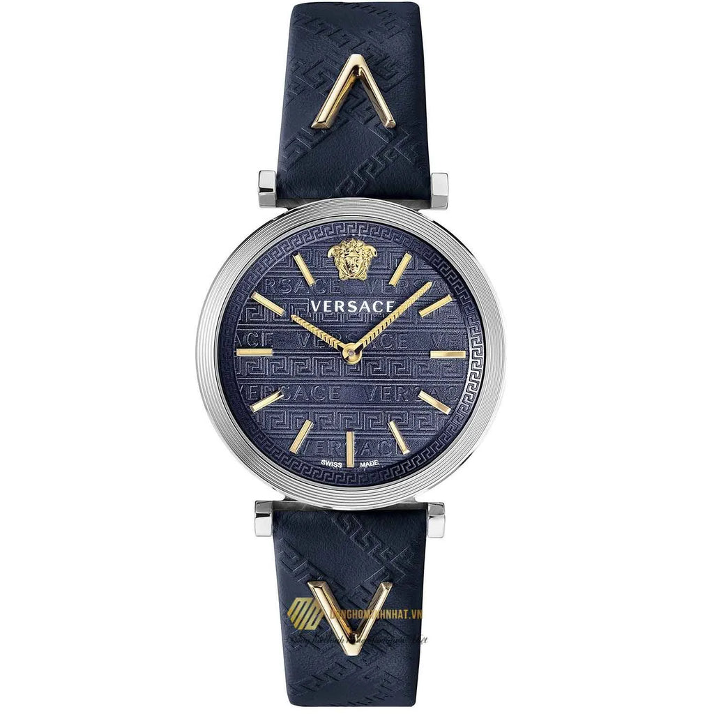 Versace V-Twist Quartz Blue Dial Blue Leather Strap Watch for Women - VELS00119 Buy Now By Versace