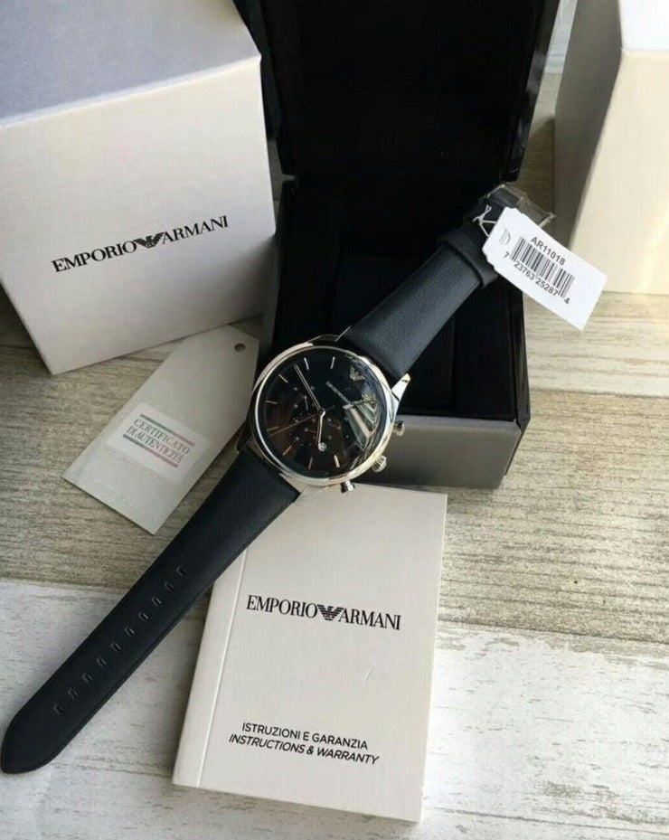 Emporio Armani Lambda Chronograph Blue Dial Blue Leather Strap Watch For Men - AR11018 Buy Now By Emporio Armani