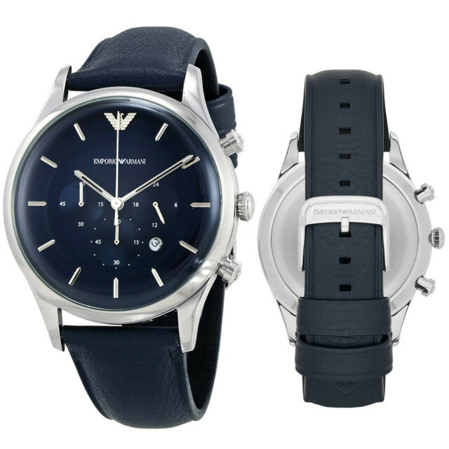 Emporio Armani Lambda Chronograph Blue Dial Blue Leather Strap Watch For Men - AR11018 Buy Now By Emporio Armani