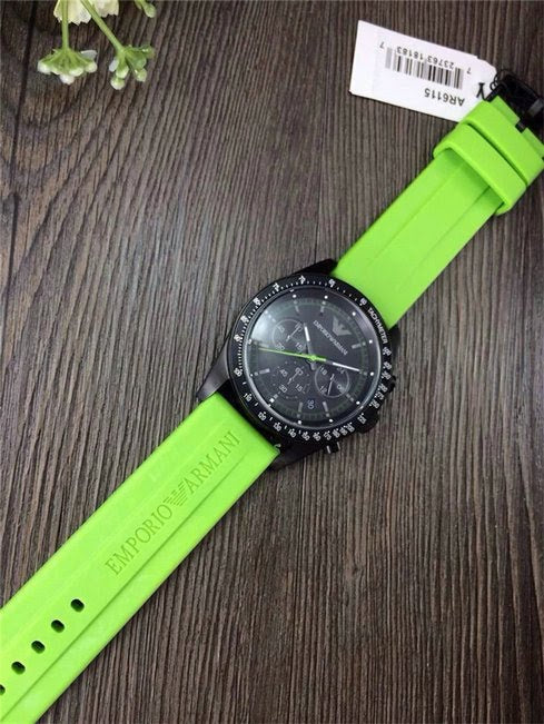 Emporio Armani Sports Analog Black Dial Green Rubber Strap Watch For Men - AR6115 Buy Now By Emporio Armani