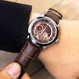 Bulova Classic Skeleton Automatic Brown Dial Brown Leather Strap Watch for Men - 96A120 Buy Now By Bulova