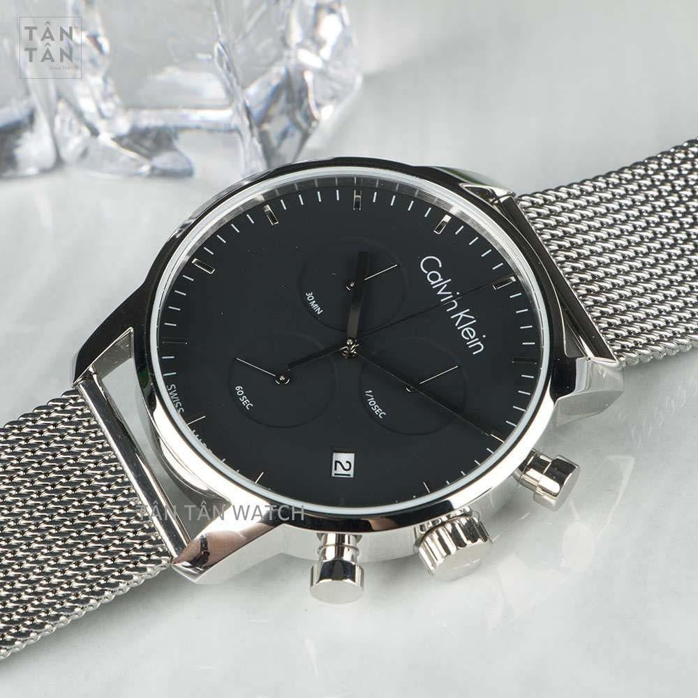 Calvin Klein City Chronograph Black Dial Silver Mesh Bracelet Watch for Men - K2G27121 Buy Now By Calvin Klein