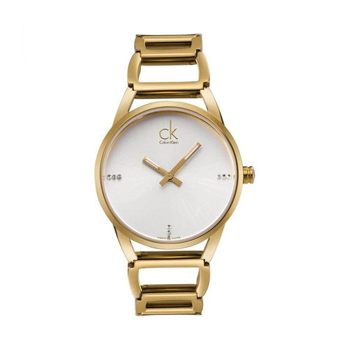 Calvin Klein Stately White Dial Gold Steel Strap Watch for Women - K3G2352W Buy Now By Calvin Klein