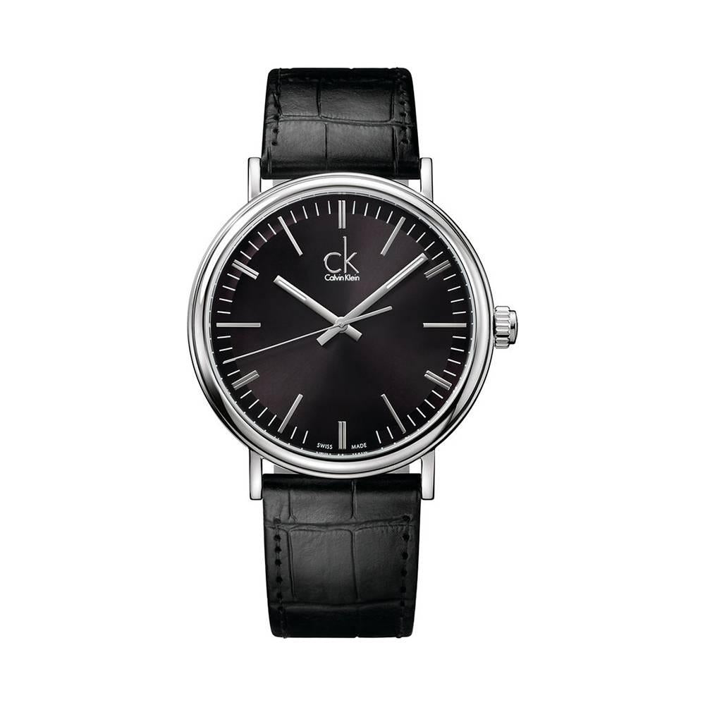 Calvin Klein Surround Black Dial Black Leather Strap Watch for Men - K3W211C1 Buy Now By Calvin Klein