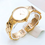 Calvin Klein Snake Silver Dial Yellow Gold Steel Strap Watch For Women - K6E23546