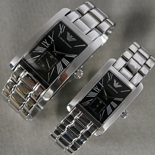 Emporio Armani Classic Black Dial Silver Stainless Steel Strap Watch For Men - AR0156 Buy Now By Emporio Armani