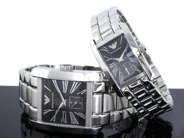 Emporio Armani Classic Black Dial Silver Stainless Steel Strap Watch For Men - AR0156 Buy Now By Emporio Armani