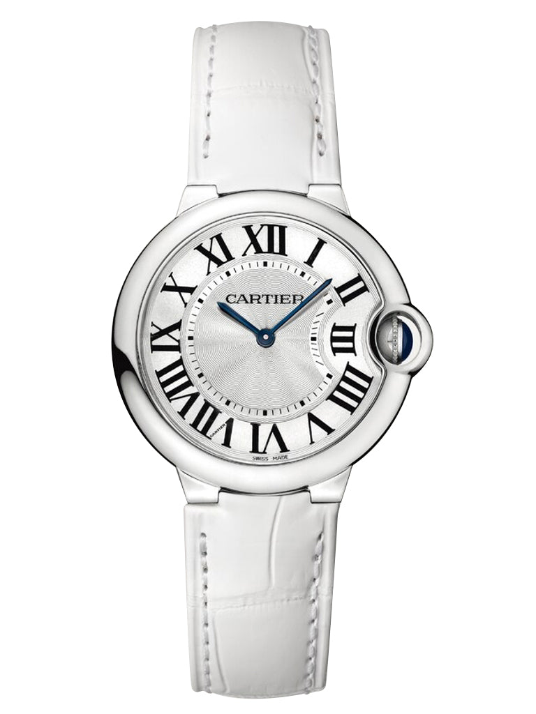 Cartier Ballon Bleu de Cartier Silver Dial White Leather Strap Watch for Women - W6920087 Buy Now By Cartier