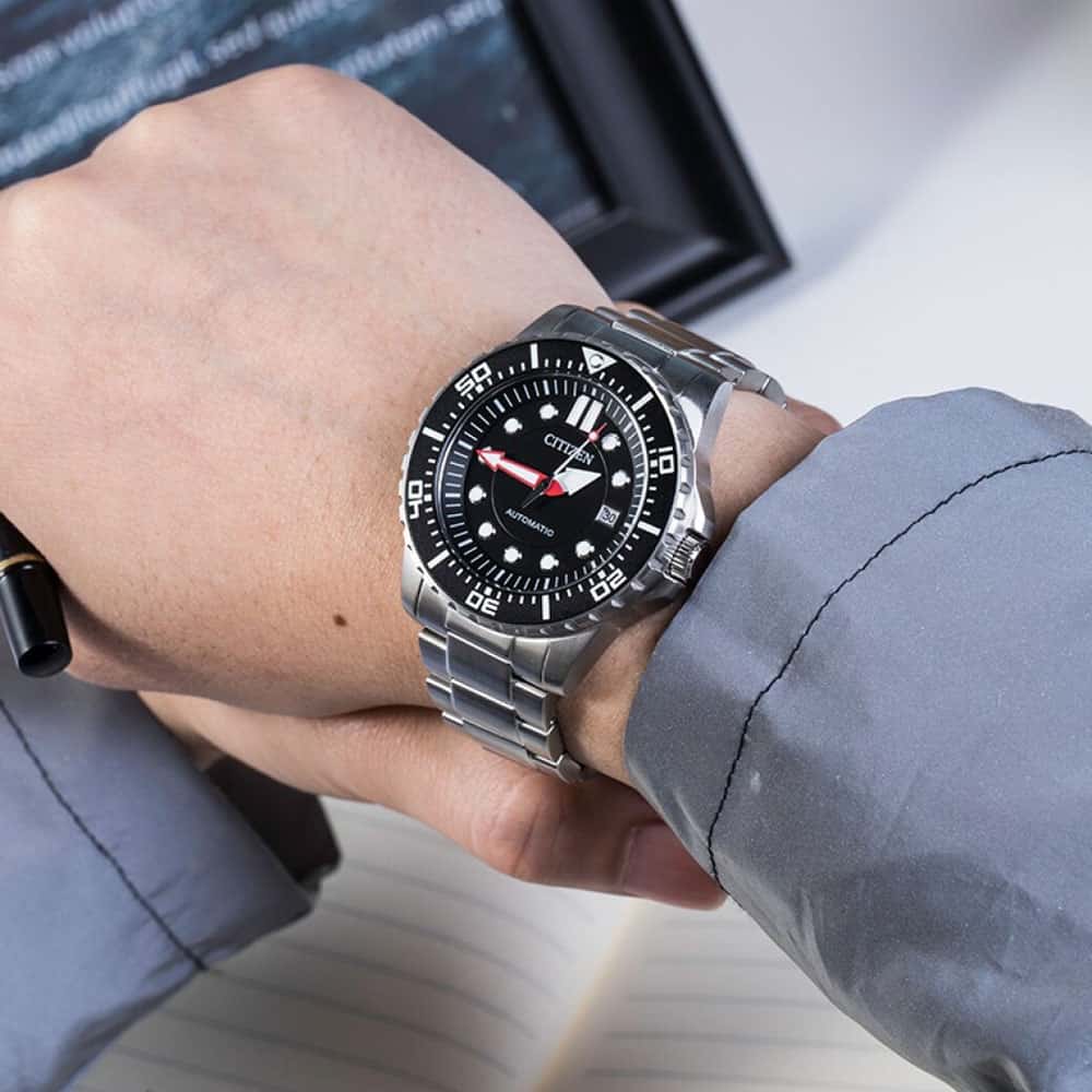 Citizen Mechanical Black Dial Silver Steel Strap Watch For Men - NJ0120-81E Buy Now By Citizen