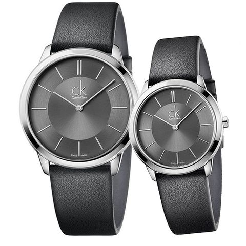 Calvin Klein Minimal Grey Dial Black Leather Strap Watch for Men - K3M221C4 Buy Now By Calvin Klein