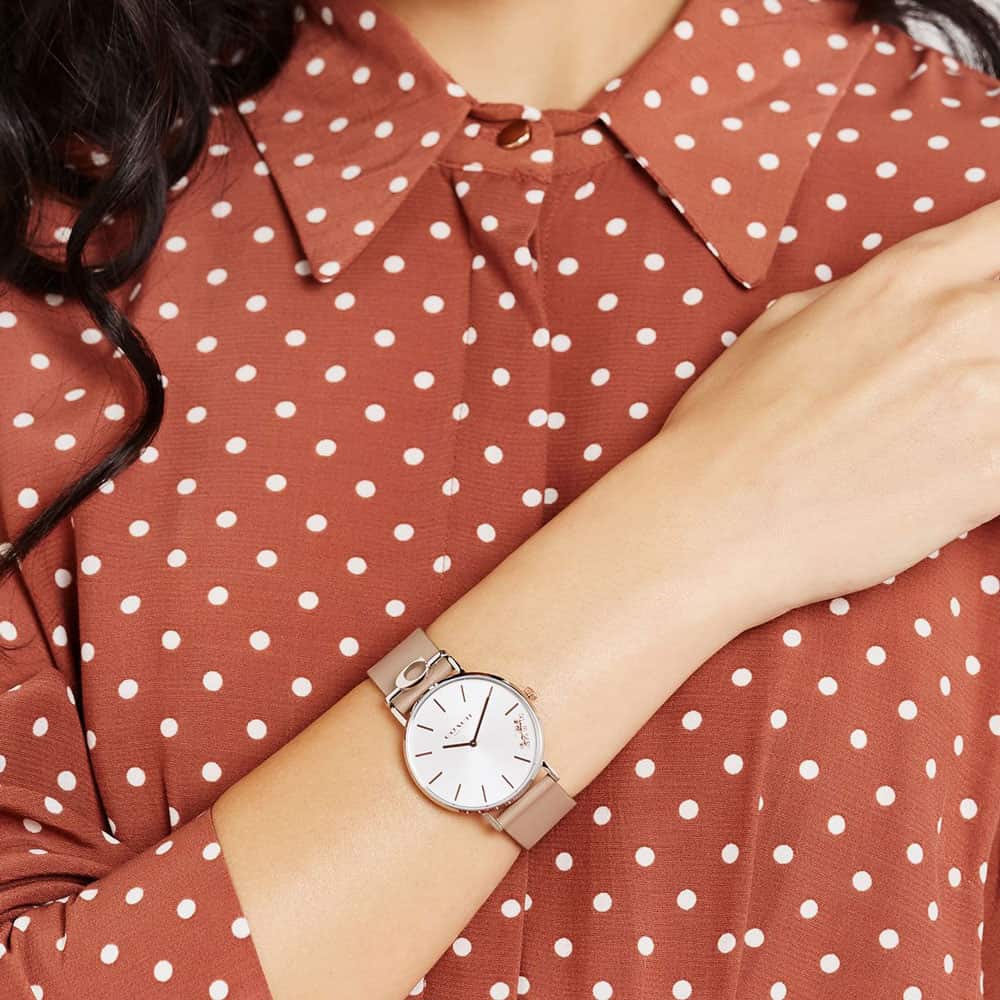 Coach Perry Silver Dial Light Brown Leather Strap Watch for Women - 14503119 Buy Now By Coach