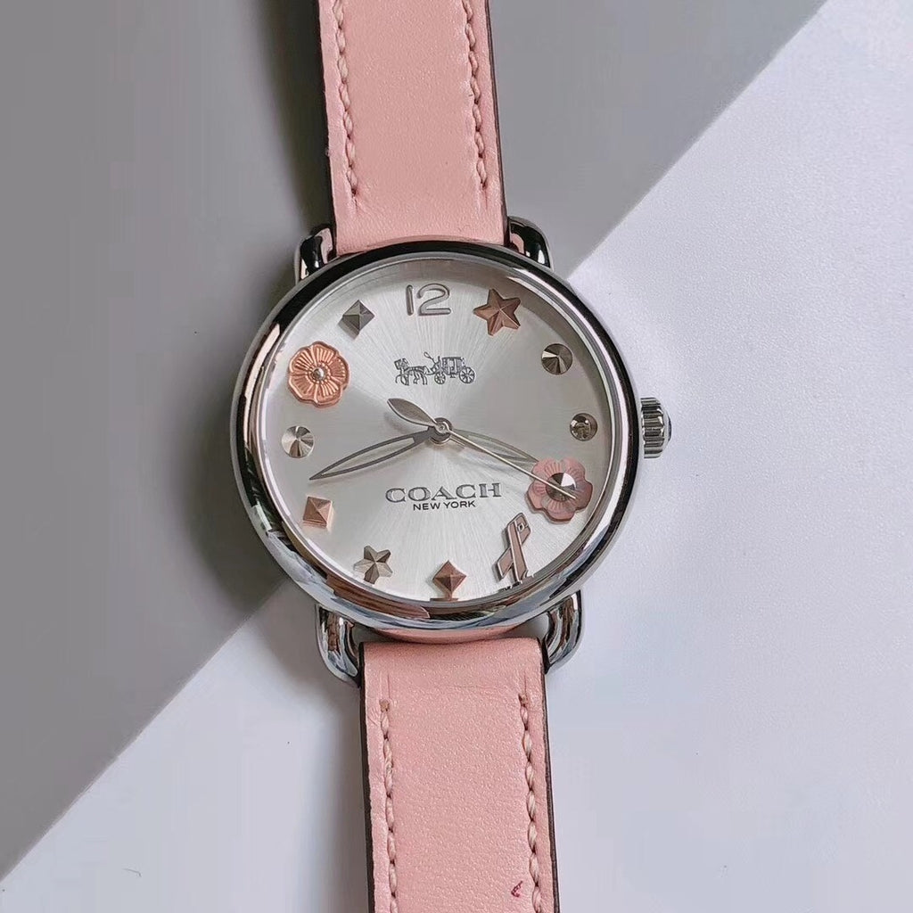 Coach Delancey White Dial Pink Leather Strap Watch for Women - 14502799 Buy Now By Coach