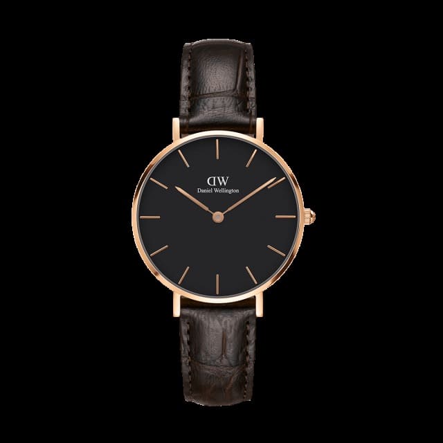 Daniel Wellington Classic Petite York Black Dial Brown Leather Strap Watch For Women - DW00100170 Buy Now By Daniel Wellington
