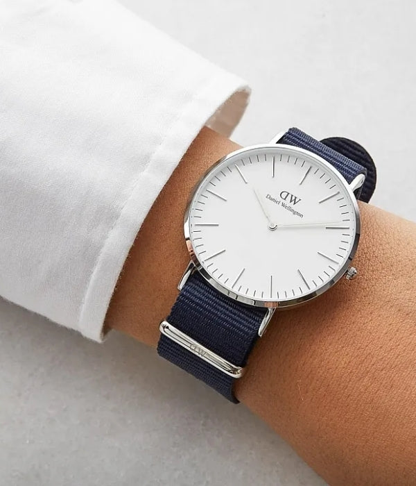 Daniel Wellington Classic Bayswater White Dial Blue NATO Strap Watch For Men - DW00100276 Buy Now By Daniel Wellington
