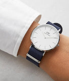 Daniel Wellington Classic Bayswater White Dial Blue NATO Strap Watch For Men - DW00100276 Buy Now By Daniel Wellington