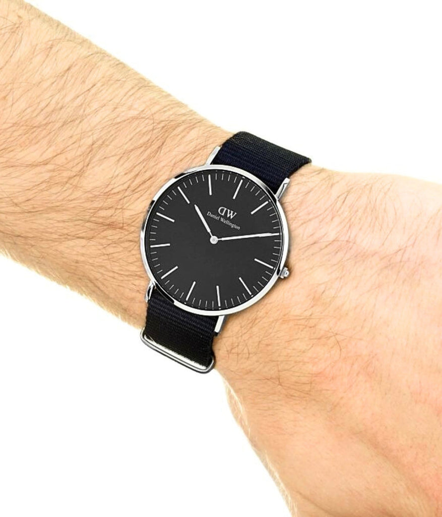 Daniel Wellington Classic Bayswater Black Dial Black NATO Strap Watch For Men - DW00100278 Buy Now By Daniel Wellington