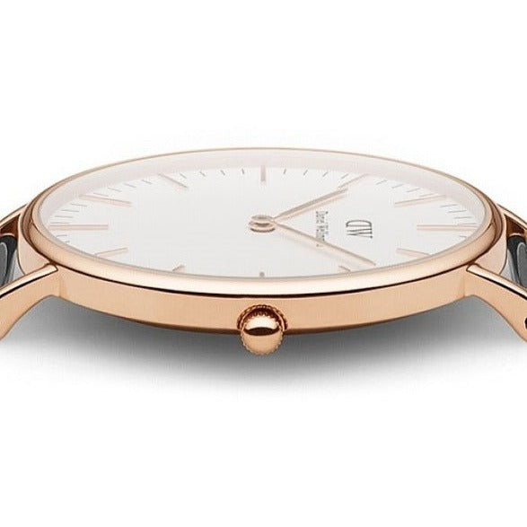 Daniel Wellington Classic Canterbury White Dial Two Tone Nylon Strap Watch For Men - DW00100002 Buy Now By Daniel Wellington