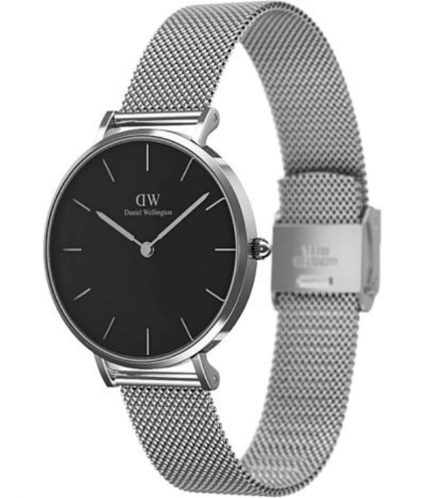 Daniel Wellington Classic Petite Sterling Black Dial Silver Mesh Bracelet Watch For Women - DW00100162 Buy Now By Daniel Wellington