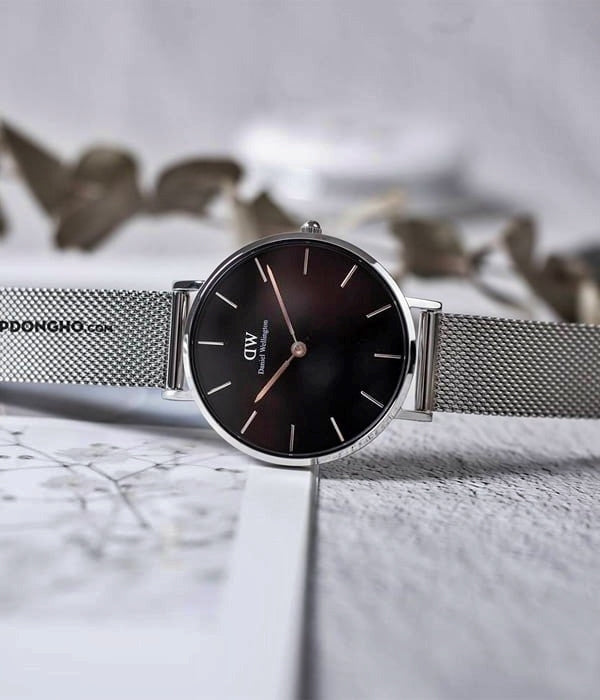 Daniel Wellington Classic Petite Sterling Black Dial Silver Mesh Bracelet Watch For Women - DW00100162 Buy Now By Daniel Wellington