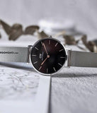 Daniel Wellington Classic Petite Sterling Black Dial Silver Mesh Bracelet Watch For Women - DW00100162 Buy Now By Daniel Wellington
