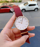 Daniel Wellington Classic Roselyn White Dial Maroon Nylon Strap Watch For Women - DW00100267 Buy Now By Daniel Wellington