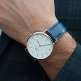 Daniel Wellington Classic Somerset White Dial Blue Leather Strap Watch For Men - DW00100121 Buy Now By Daniel Wellington