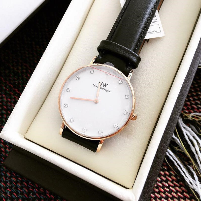 Daniel Wellington Classic Sheffield White Dial Black Leather Strap Watch For Women - DW00100076 Buy Now By Daniel Wellington