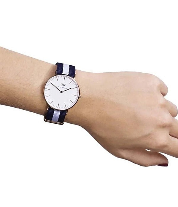 Daniel Wellington Classic Glasgow White Dial Two Tone NATO Strap Watch For Women - DW00100031 Buy Now By Daniel Wellington