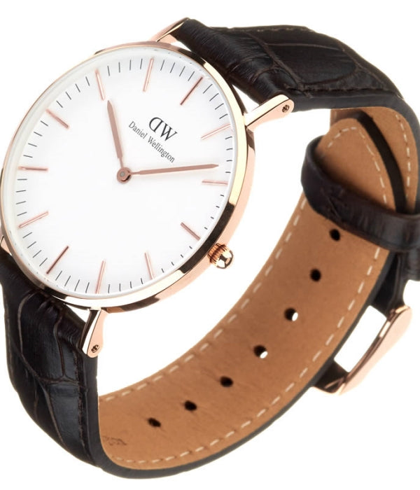 Daniel Wellington Classic York White Dial Brown Leather Strap Watch For Women - DW00100038 Buy Now By Daniel Wellington