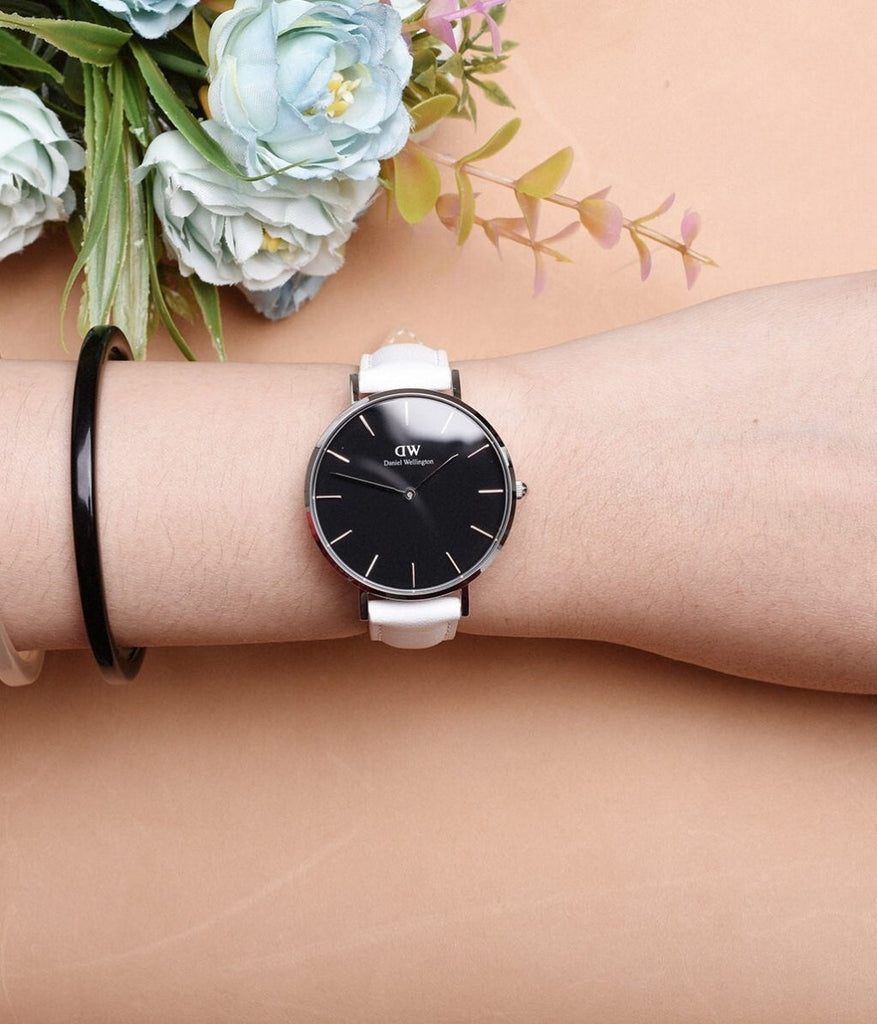 Daniel Wellington Classic Petite Bondi Black Dial White Leather Strap Watch For Women - DW00100284 Buy Now By Daniel Wellington