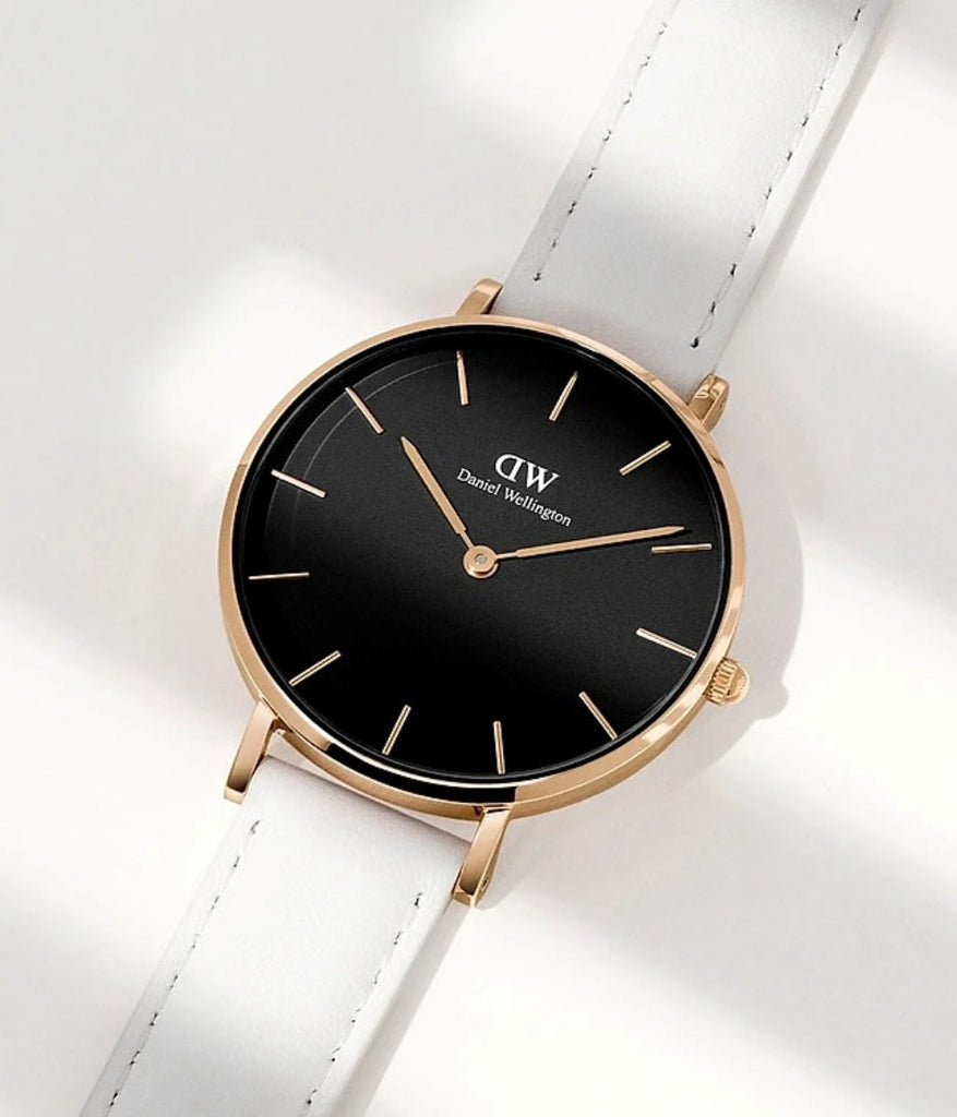 Daniel Wellington Classic Petite Bondi Black Dial White Leather Strap Watch For Women - DW00100285 Buy Now By Daniel Wellington