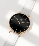 Daniel Wellington Classic Petite Bondi Black Dial White Leather Strap Watch For Women - DW00100285 Buy Now By Daniel Wellington