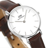 Daniel Wellington Classic Petite White Dial Brown Leather Strap Watch For Women - DW00100239 Buy Now By Daniel Wellington