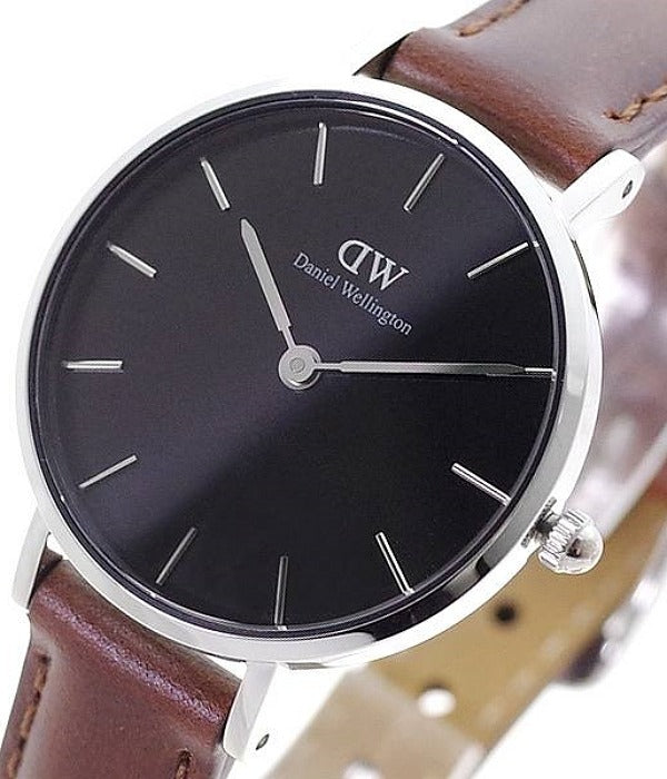 Daniel Wellington Classic Petite St Mawes Black Dial Brown Leather Strap Watch For Women - DW00100237 Buy Now By Daniel Wellington