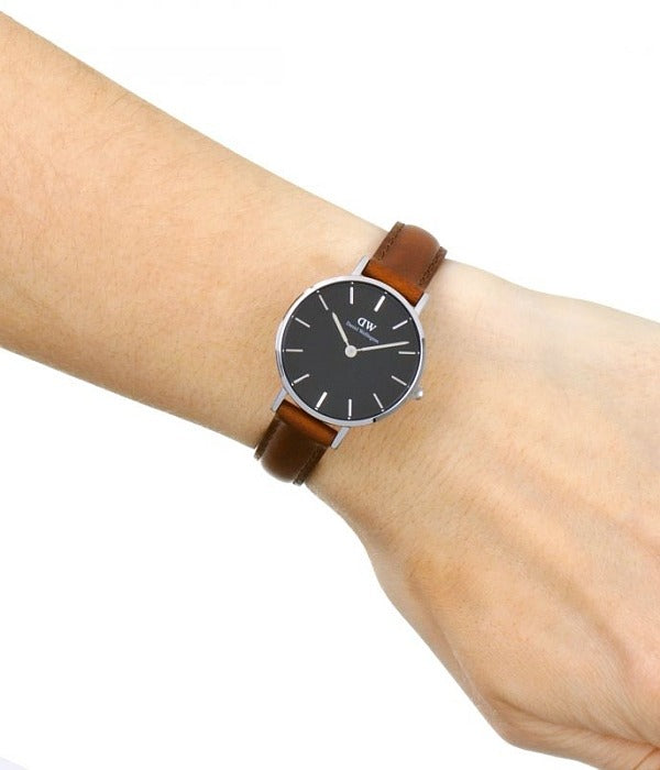 Daniel Wellington Classic Petite St Mawes Black Dial Brown Leather Strap Watch For Women - DW00100237 Buy Now By Daniel Wellington