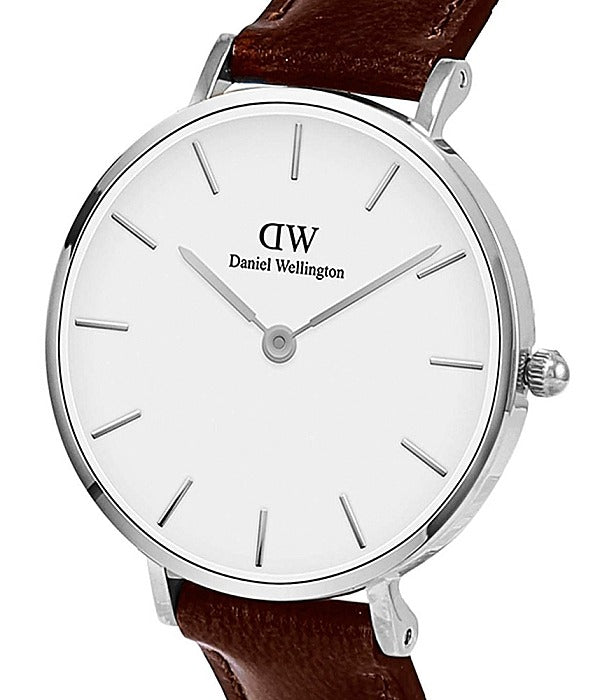 Daniel Wellington Petite White Dial Brown Leather Strap Watch For Women - DW00100243 Buy Now By Daniel Wellington