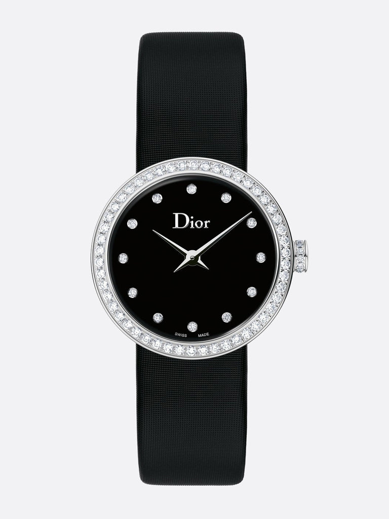 Dior La D De Dior Diamonds Black and Blue Dial Black Leather Strap Watch for Women - CD047111A004 0000 Buy Now By Dior
